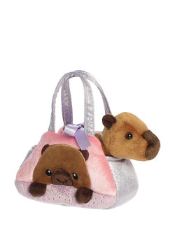 Aurora World Fancy Pals Peekaboo Capybara Soft Toy, Brown/Pink, Multi