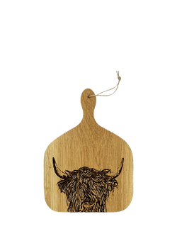 Selbrae House Highland Cow Oak Wood Paddle Board, 35cm, Natural, Oak Natural