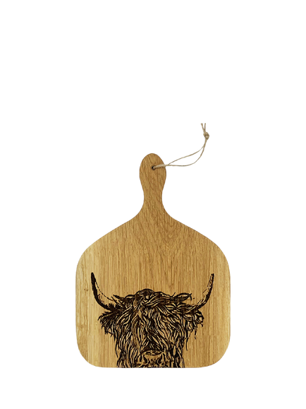 Selbrae House Highland Cow Oak Wood Paddle Board, 35cm, Natural, Oak Natural
