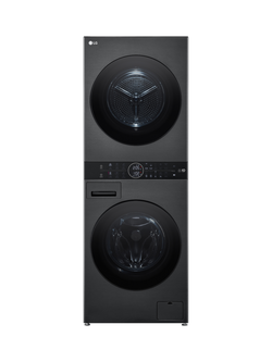 LG OUTLET WT1210BBTN1 WashTower Washer Dryer, 12kg/10kg Load, 1400rpm Spin, Like New, Black, Black