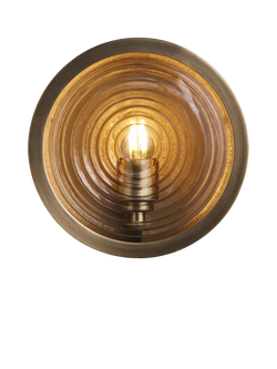Industville Bulkhead Outdoor/Bathroom Ripple Glass Wall Light, Brass, Brass