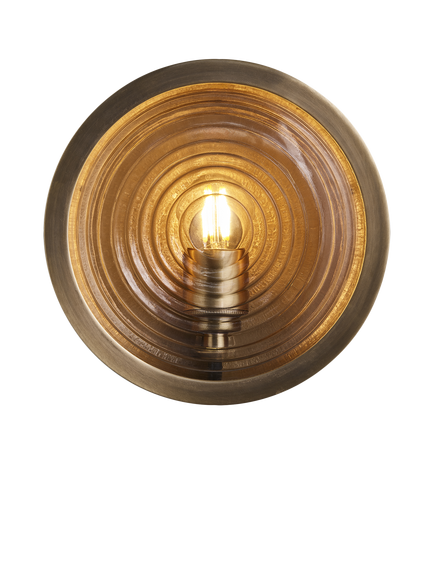 Industville Bulkhead Outdoor/Bathroom Ripple Glass Wall Light, Brass, Brass