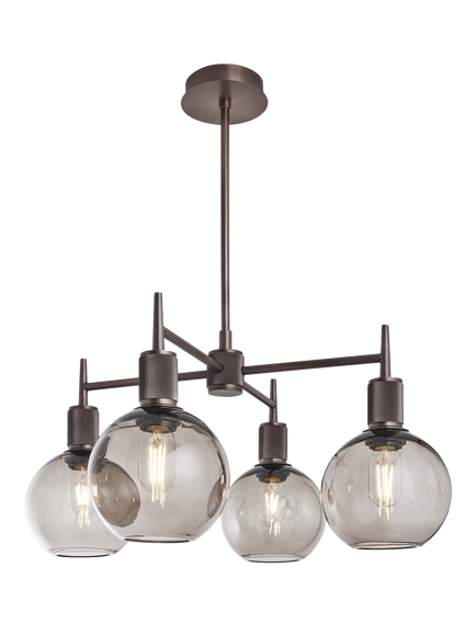 Industville Henley 4 Arm Globe Shade Pendant Ceiling Light, Bronze