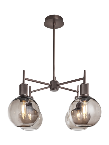 Industville Henley 4 Arm Globe Shade Pendant Ceiling Light - view 2, Bronze