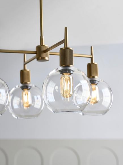 Industville Henley 4 Arm Globe Shade Pendant Ceiling Light - view 2, Brass