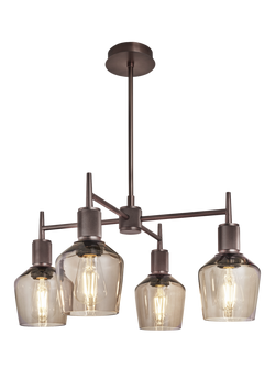 Industville Henley 4 Arm Schoolhouse Shade Pendant Ceiling Light, Bronze