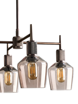 Industville Henley 4 Arm Schoolhouse Shade Pendant Ceiling Light - view 2, Bronze