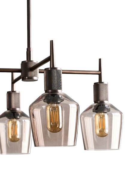 Industville Henley 4 Arm Schoolhouse Shade Pendant Ceiling Light - view 2, Bronze