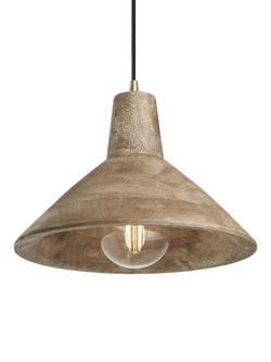 Industville Maribo Mango Wood Pendant Ceiling Light, Dia.30cm, Natural, Natural