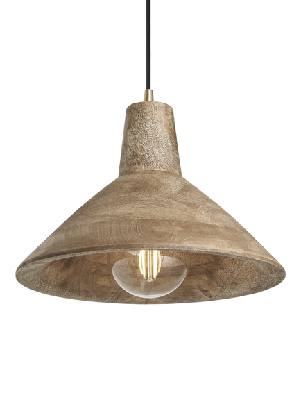 Industville Maribo Mango Wood Pendant Ceiling Light, Dia.30cm, Natural, Natural