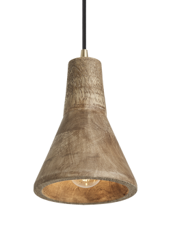 Industville Maribo Mango Wood Pendant Ceiling Light, Dia.15cm, Natural, Natural