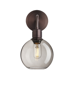 Industville Albany Smoked Glass Globe Wall Light, Bronze - view 2, Bronze