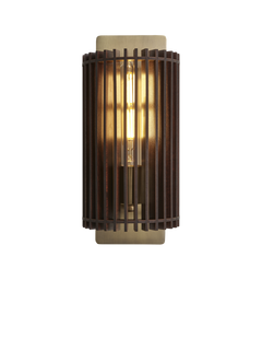 Industville Rift Wood Wall Light, Dark Brown/Brass