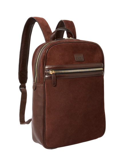 OSPREY LONDON Mocha Suede Backpack, Bitter Chocolate - view 2, Bitter Chocolate