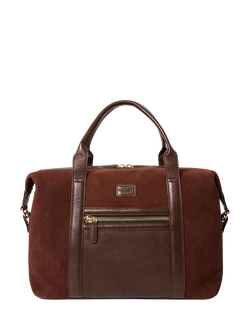 OSPREY LONDON Mocha Suede Holdall, Bitter Chocolate, Bitter Chocolate