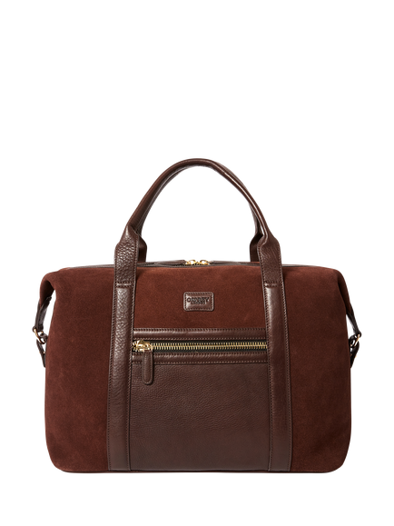 OSPREY LONDON Mocha Suede Holdall, Bitter Chocolate, Bitter Chocolate