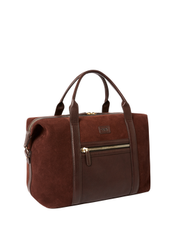 OSPREY LONDON Mocha Suede Holdall, Bitter Chocolate - view 2, Bitter Chocolate