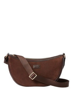 OSPREY LONDON Mocha Suede Sling Bag, Bitter Chocolate, Bitter Chocolate