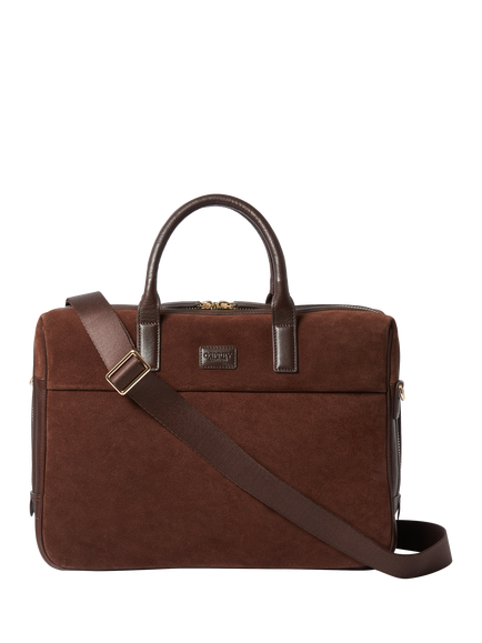 OSPREY LONDON Mocha Suede Laptop Bag, Bitter Chocolate, Bitter Chocolate