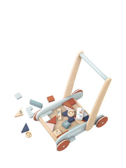 Babyblooms Personalised Wooden Baby Block Walker, Multi