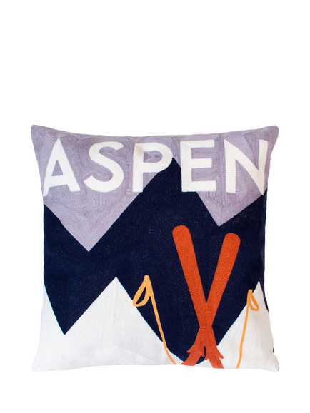 The Pillow Drop Aspen Cushion, Navy/Multi, Navy Multi