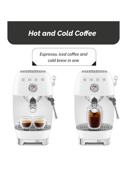 Smeg ECF03BLUK Espresso Coffee Machine with Cold Brew, Black - view 2, White