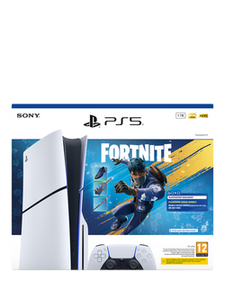 Sony PlayStation 5 (Model Group - Slim) Console with DualSense Controller, White and Fortnite Flowering Chaos Bundle, White
