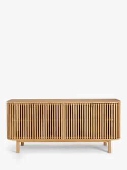 John Lewis Slatted 4 Door Cabinet/TV Stand, Natural - view 2, Oak