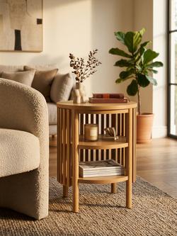 John Lewis Slatted II Side Table, Natural - view 2, Oak