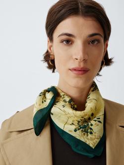 John Lewis Layered Floral Pure Silk Square Scarf, Cream Multi, Cream Multi