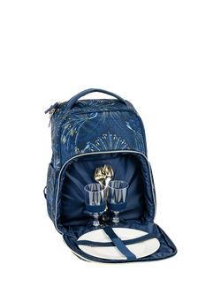 Sara Miller Anniversary 2 Person Filled Picnic Cooler Backpack Bag, 15L, Blue - view 2, Blue