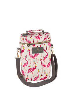 Sara Miller Flamingo 2 Bottle Picnic Cooler Bag, 2L, Pink, Multi