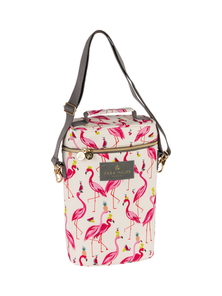 Sara Miller Flamingo 2 Bottle Picnic Cooler Bag, 2L, Pink - view 2, Multi