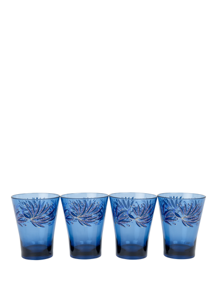 Sara Miller Anniversary Plastic Picnic Tumbler, Set of 4, 450ml, Blue, Blue