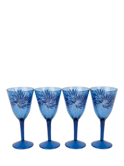 Sara Miller Anniversary Plastic Picnic Wine Glass, Set of 4, 450ml, Blue, Blue