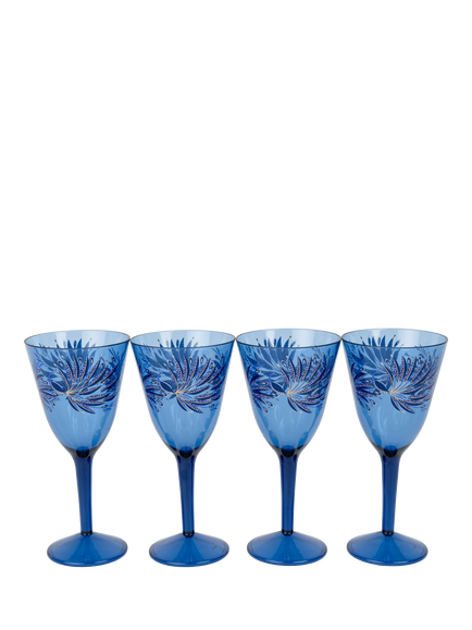 Sara Miller Anniversary Plastic Picnic Wine Glass, Set of 4, 450ml, Blue, Blue