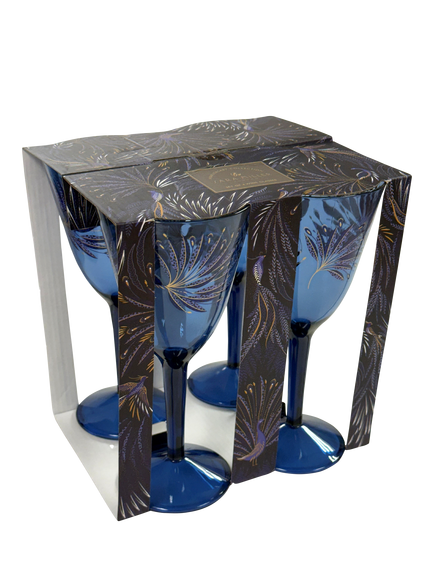 Sara Miller Anniversary Plastic Picnic Wine Glass, Set of 4, 450ml, Blue - view 2, Blue