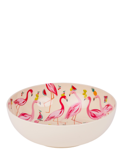 Sara Miller Flamingo Plastic Picnic Pasta Bowl, 18.5cm, Pink, Multi
