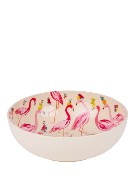 Sara Miller Flamingo Plastic Picnic Pasta Bowl, 18.5cm, Pink, Multi