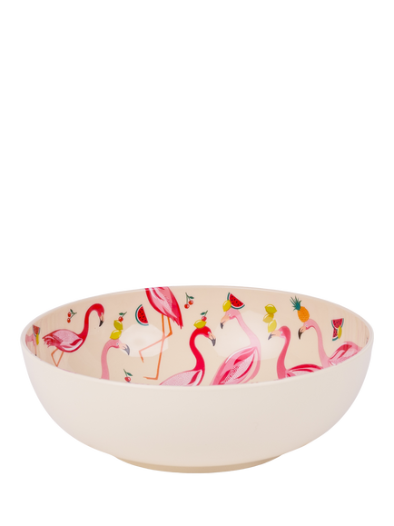 Sara Miller Flamingo Plastic Picnic Pasta Bowl, 18.5cm, Pink - view 2, Multi