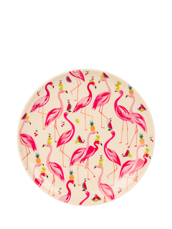 Sara Miller Flamingo Plastic Picnic Dinner Plate, 25cm, Pink, Multi