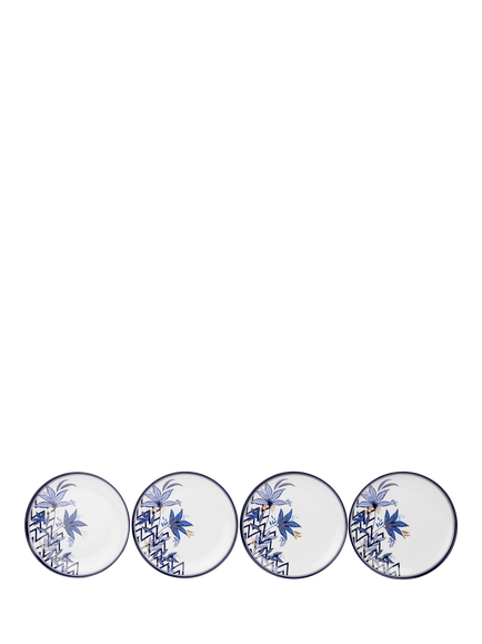 Sara Miller Anniversary Plastic Picnic Plate, Set of 4, 25cm, Blue, Multi