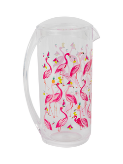 Sara Miller Flamingo Plastic Picnic Jug, 2L, Pink, Multi