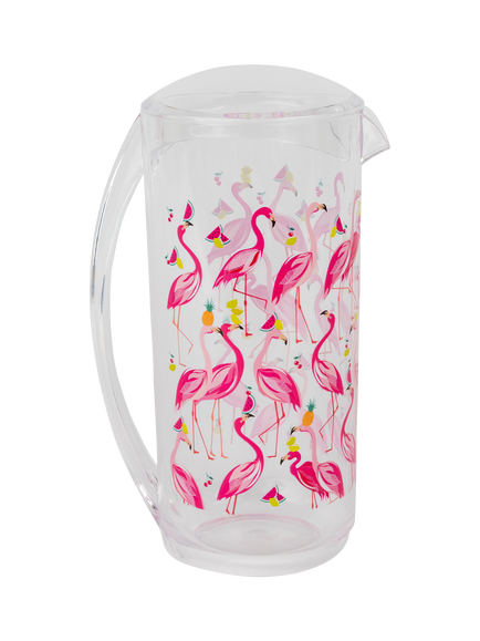 Sara Miller Flamingo Plastic Picnic Jug, 2L, Pink, Multi