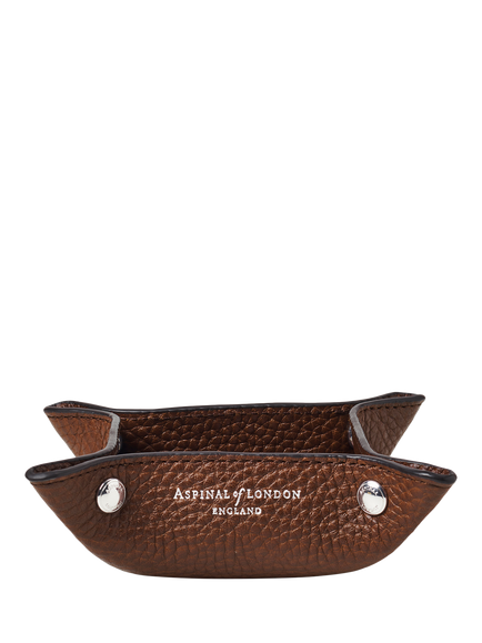 Aspinal of London Mini Soft Leather Tidy Tray, Tobacco - view 2, Tobacco