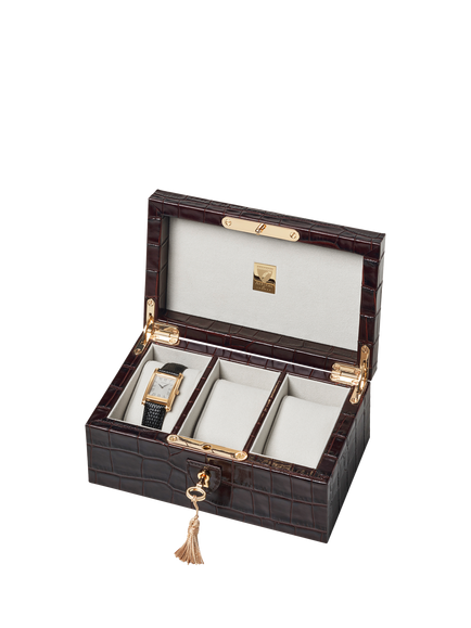 Aspinal of London Three Piece Leather Watch Box, Amazon Brown, Amazonbrown