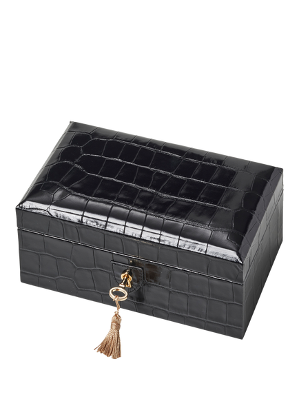 Aspinal of London Three Piece Leather Watch Box, Black - view 2, Black