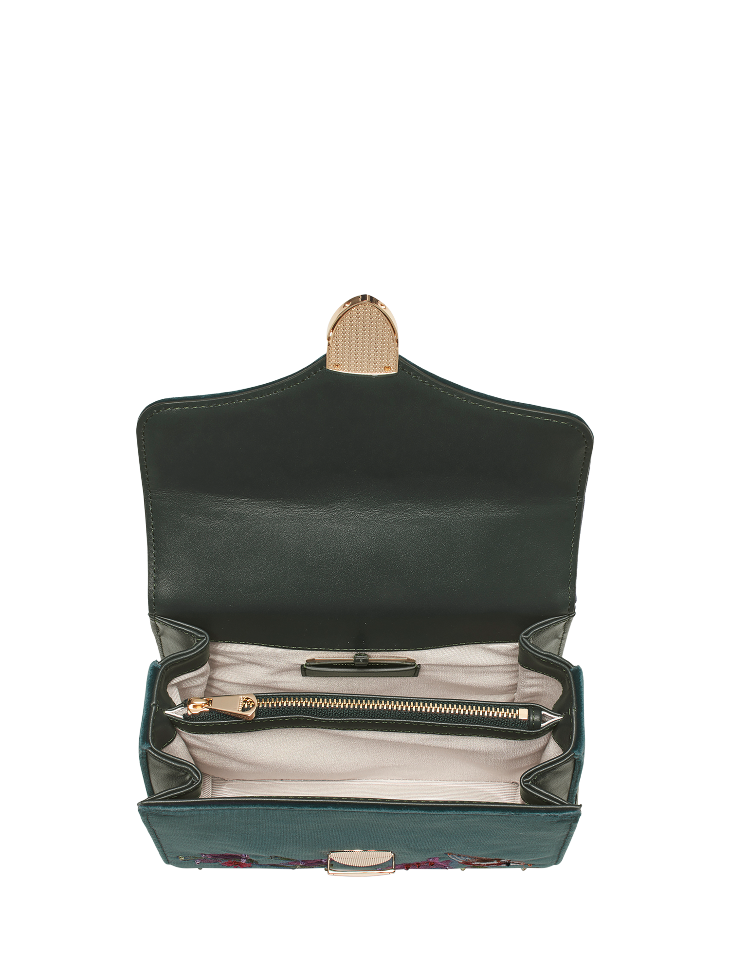 Aspinal of London Mayfair Velvet Silk Embroidered Cross Body Bag