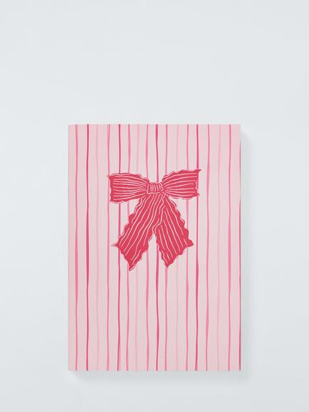 John Lewis B5 Stripe Bow Organiser, Pink, Pink