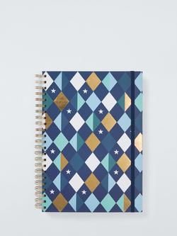 John Lewis A4 Diamond Stars Notebook, Green, Green